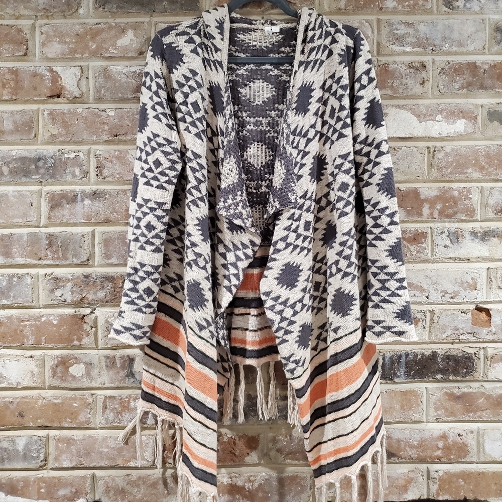 Rip Curl Hooded Fringed Cardigan Sz L